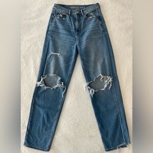 American Eagle Stretch Curvy Ripped Straight Jeans